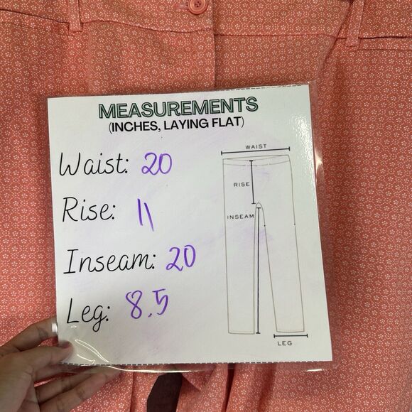 Lane Bryant Orange White Floral Print High Rise Capri Pants Womens Size 20 Casua - Picture 4 of 8